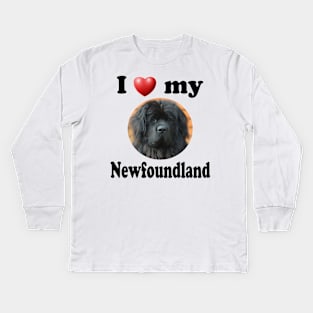 I Love My Newfoundland Kids Long Sleeve T-Shirt